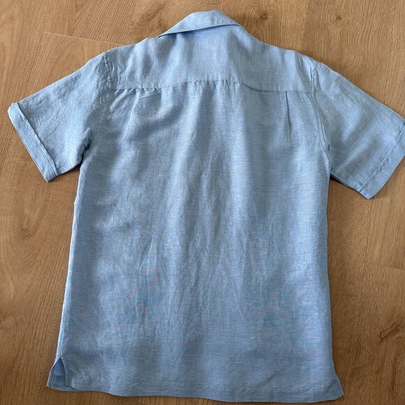 Men's Unisex Guayabera Havana/Cuban Style Linen Blend Shirt sz S - Vintage Surf - Picture 4 of 12